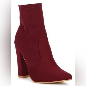 UniLady Women's Pointed Toe Stretchy Block Heel Bootie